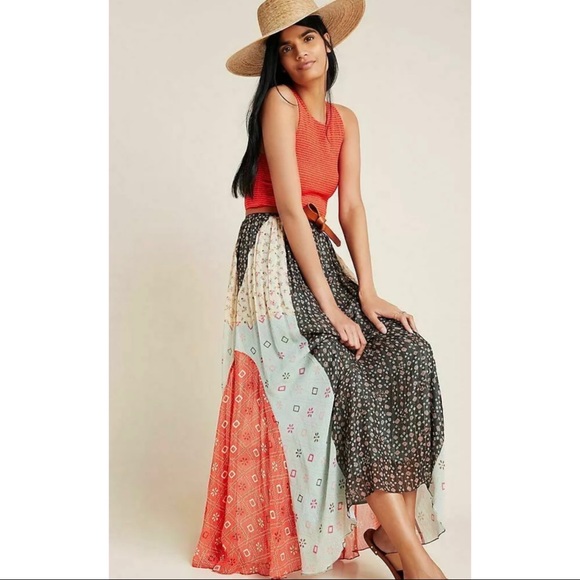 Anthropologie Verb by Pallavi Singhee Margot Patchwork Shimmer Maxi Skir… - Picture 2 of 16